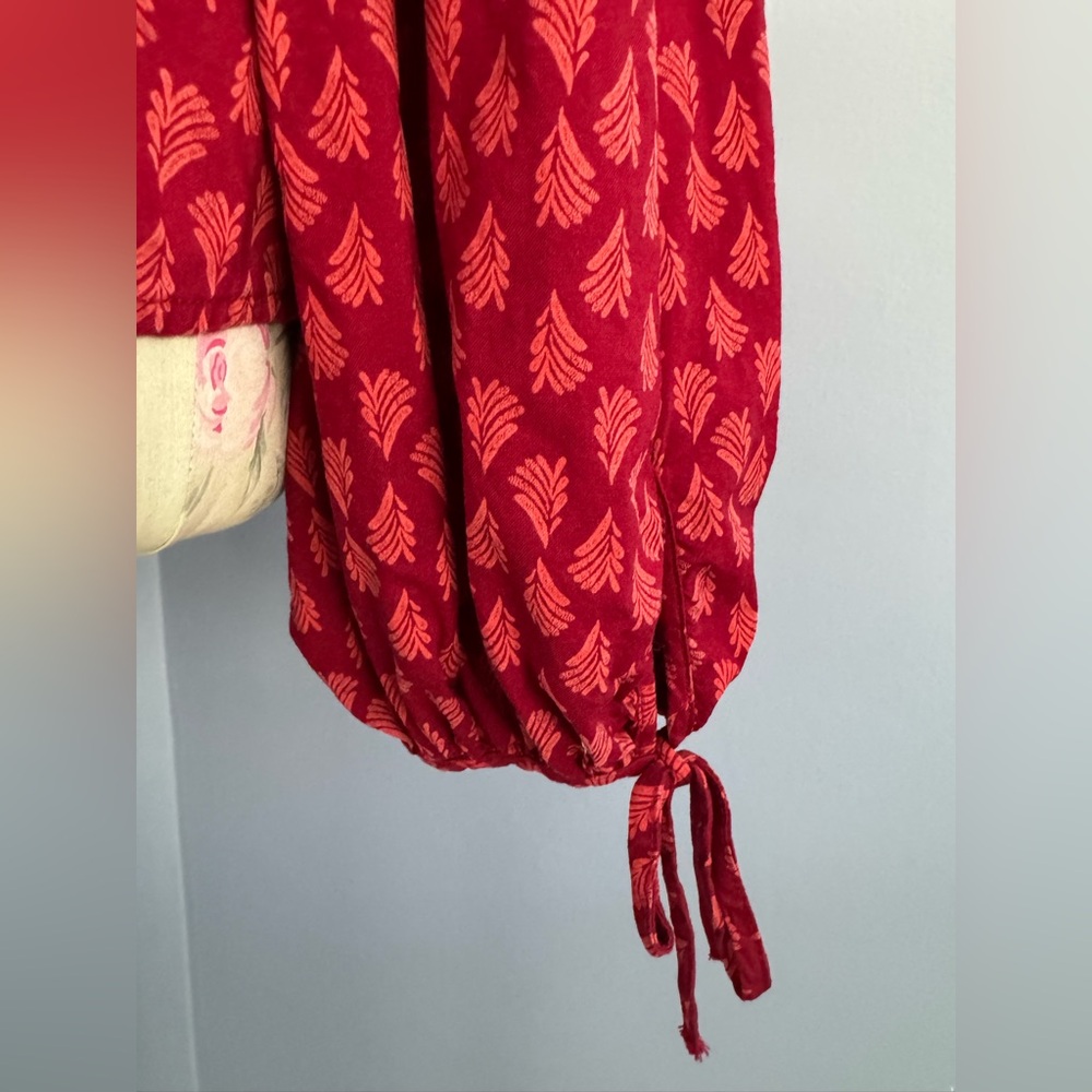 Universal Thread Red Patterned Blouse with Ruffles - Picture 8 of 10